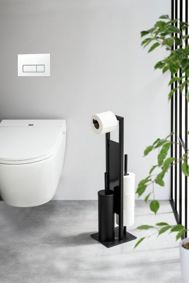 Geschlossene WC-Garnitur Mod. Rivalta Schwarz, mit Toilettenpapier- und Ersatzrollenhalter