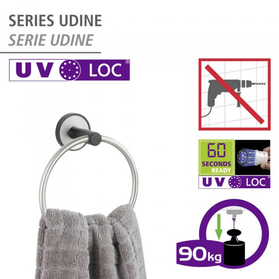 UV-Loc® Handtuchring Mod. Udine, Befestigen ohne Bohren mit innovativem Klebesystem