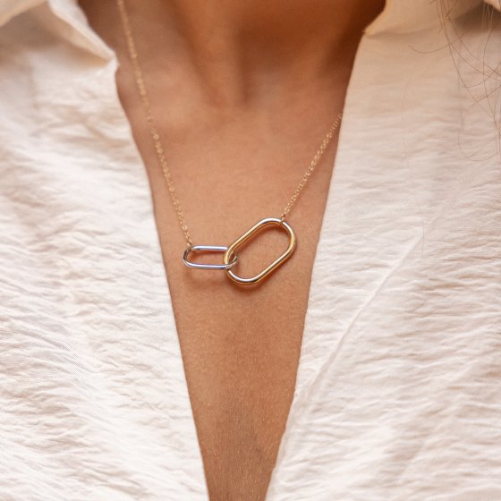 Halskette 925 Sterling Silber zweifarbig 