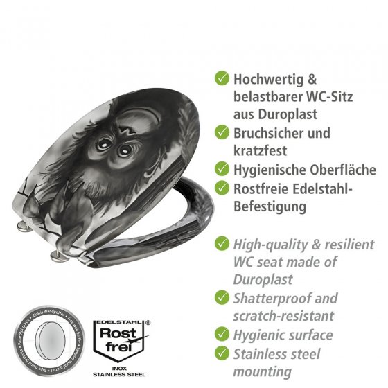WC-Sitz Mod. Affe, aus antibakteriellem Duroplast