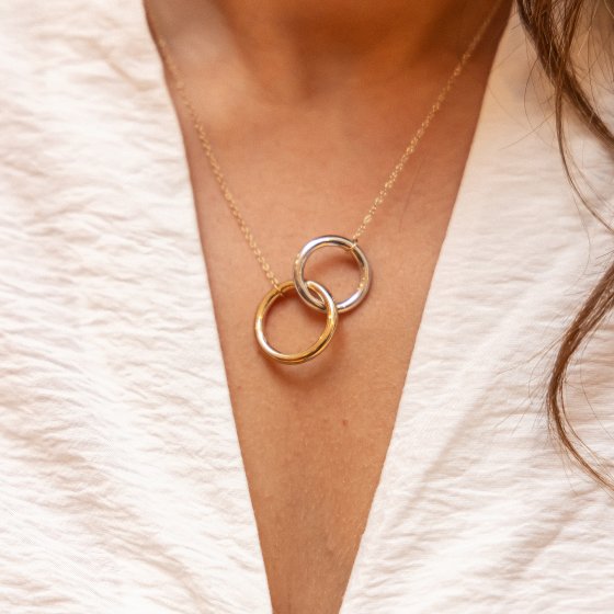 Halskette 925 Sterling Silber zweifarbig 