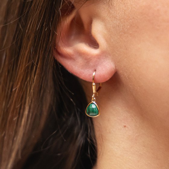 Ohrhänger 925 Sterling Silber vergoldet Malachit 
