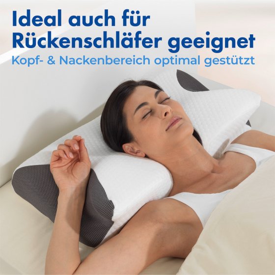 Seitenschläfer-Nackenstützkissen Mod. Visco, Seitenschläfer Kopfkissen mit Arm-Komfortzone 