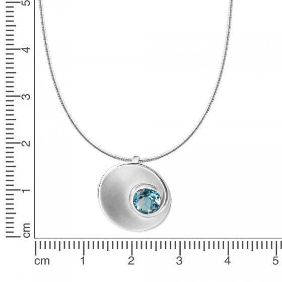 Halskette 925 Silber mattiert mit echtem Blautopas 