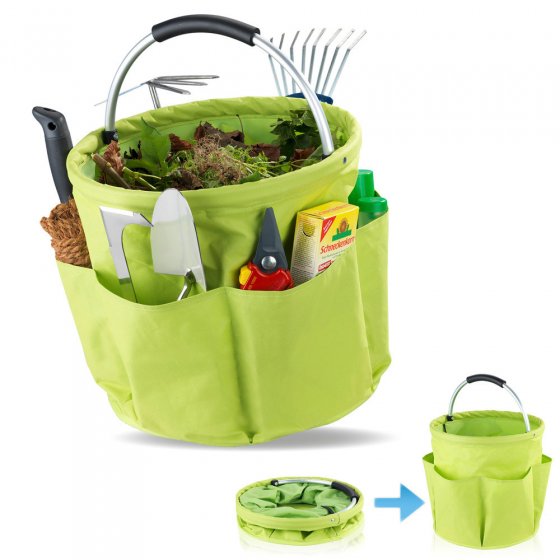 Universal Garten Caddy XL, 34 l, Grün, mit 6 Außentaschen für Gartenwerkzeug 
