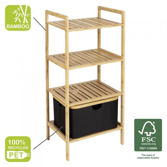 Regal mit 3 Etagen Mod. Ecori, FSC®-zertifizierter Bambus, recyceltes Polyester 