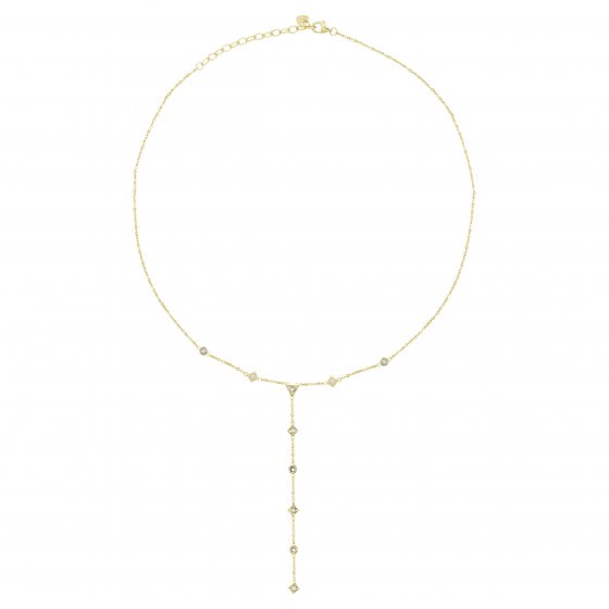 Halskette 925 Silbervergoldet Y-Kette mit Zirkonia 