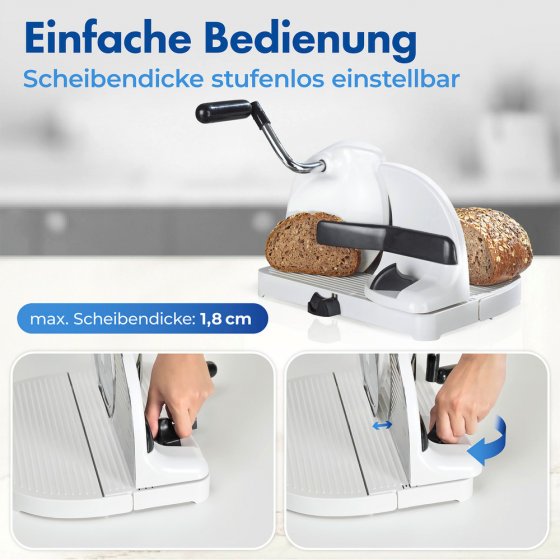 Brotschneidemaschine, mit Handkurbel 