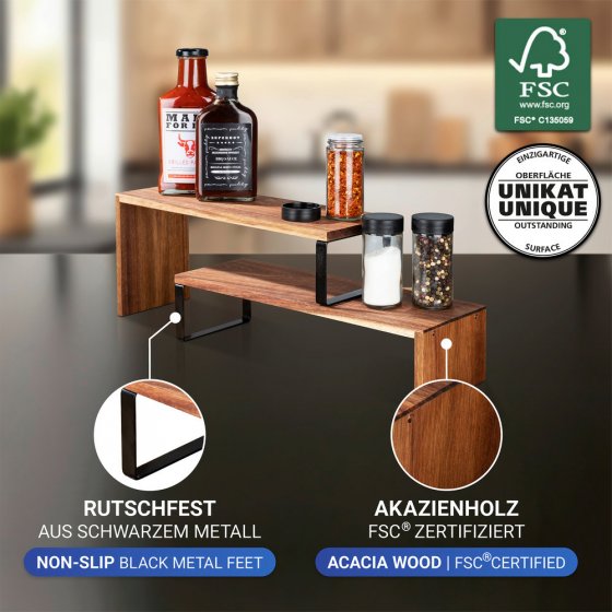 Küchenregal Mod. Vali Akazie, aus FSC® zertifiziertem Akazienholz