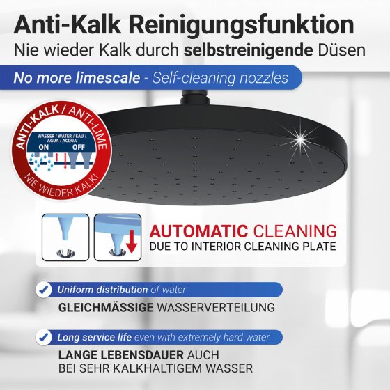 Regenduschkopf Automatic Cleaning, Ø 22,5 cm 