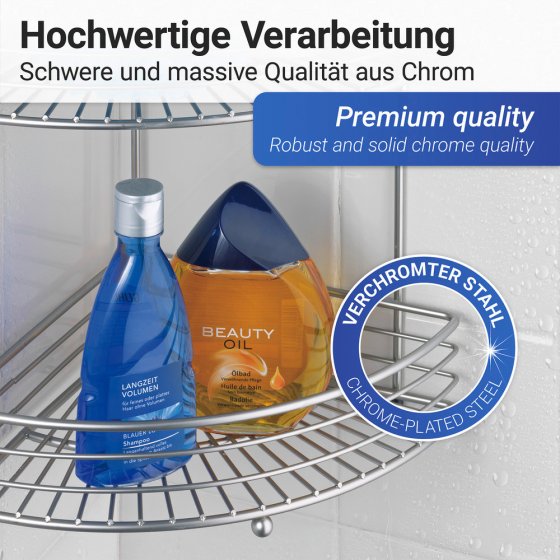 Eckwandablage Mod. Milano mit 2 Etagen, Chrom