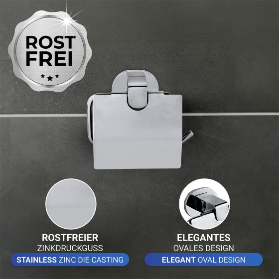 UV-Loc® Toilettenpapierhalter mit Deckel Mod. Maribor, Befestigen ohne Bohren 