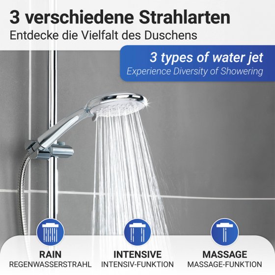 Duschkopf Watersaving Chrom Ø 11 cm, Universal-Handbrause mit Wasserspar-System 