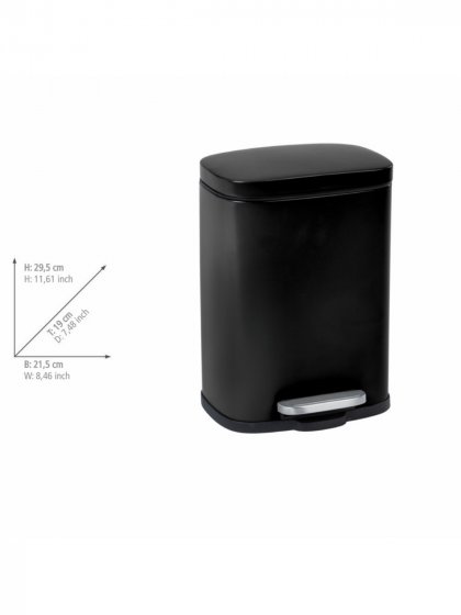 Treteimer Mod. Leno, Schwarz 5 L, Easy-Close Absenkautomatik 