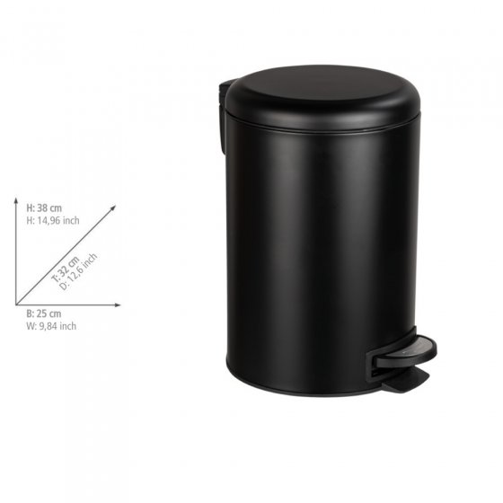 Treteimer Mod. Leman Easy Close Schwarz 12 L, mit herausnehmbarem Einsatz