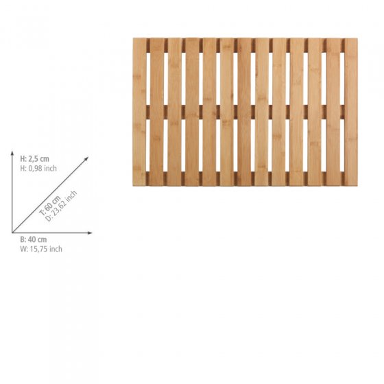 Baderost Mod. Indoor & Outdoor Bambus, 40 x 60 cm, mit rutschhemmender Unterseite