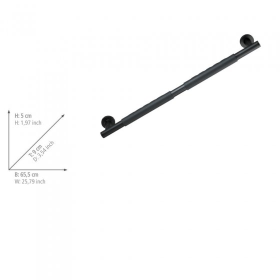 Wandhaltegriff Mod. Secura 65,5 cm Schwarz, TÜV Bauart geprüft