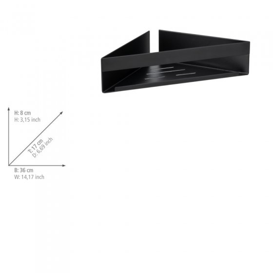 Turbo-Loc® Eckablage Mod. Genova Black, Befestigen ohne Bohren mit Spezial-Klebepad 