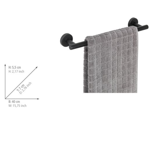 Badetuchstange Mod. Bosio Schwarz Matt, rostfrei, 40 cm 