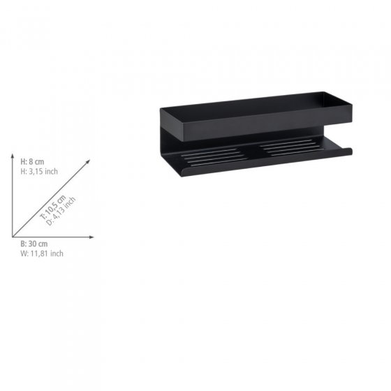 Turbo-Loc® Wandablage Mod. Genova Black, Befestigen ohne Bohren mit Spezial-Klebepad 
