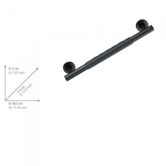 Wandhaltegriff Mod. Secura 40,5 cm Schwarz, TÜV Bauart geprüft