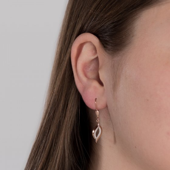 Ohrringe 585 Gold rosé mit 28 Brillanten 0,10ct. 