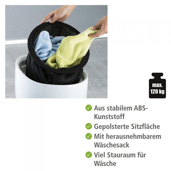 Hocker Mod. Candy White, mit abnehmbarem Wäschesammler