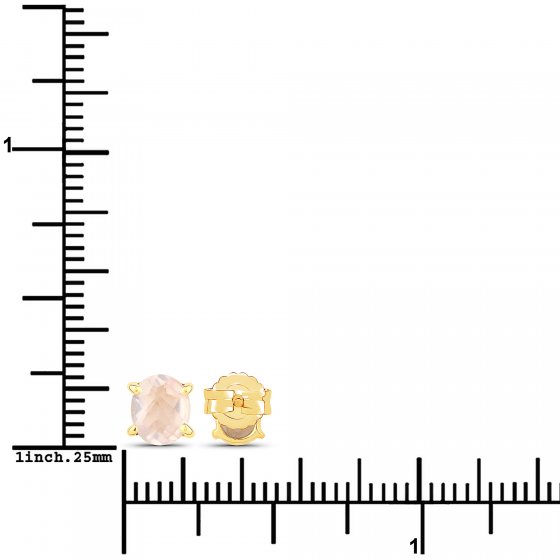 Ohrstecker 925-Sterling Silber vergoldet Glänzend Rosenquartz rosa 