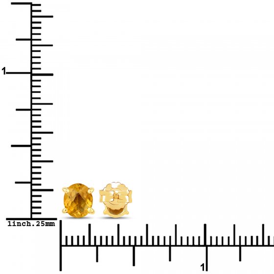 Ohrstecker 925-Sterling Silber vergoldet Glänzend Citrin gelb 