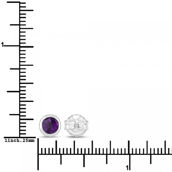 Ohrstecker 925-Sterling Silber rhodiniert glänzend Amethyst violett rund 