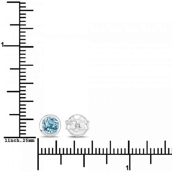 Ohrstecker 925-Sterling Silber rhodiniert Glänzend Topas blau rund 