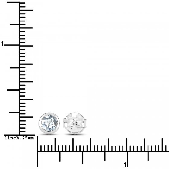 Ohrstecker 925-Sterling Silber rhodiniert glänzend Aquamarine hellblau rund 