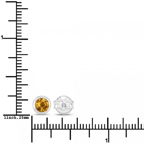 Ohrstecker 925-Sterling Silber rhodiniert glänzend Citrin orange rund 