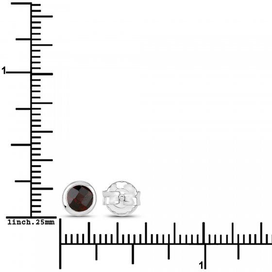 Ohrstecker 925-Sterling Silber rhodiniert glänzend Granat rot rund 