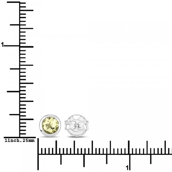 Ohrstecker 925-Sterling Silber rhodiniert glänzend Lemon Quartz gelb rund 