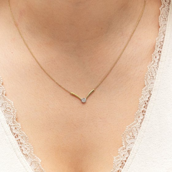 Halskette Gold 375 mit Brillant 0,03ct. 