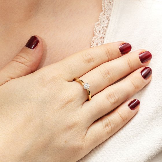 Ring Gold 585 zweifarbig mit Diamant 0,25ct. 