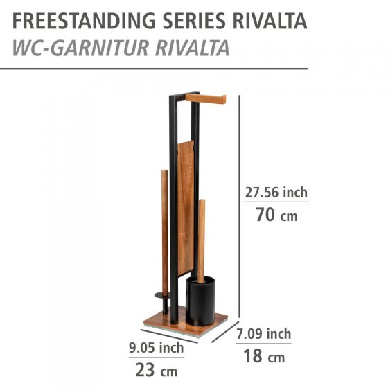Stand WC-Garnitur Mod. Rivalta Acacia, Akazienholz und schwarz lackierter Stahl 