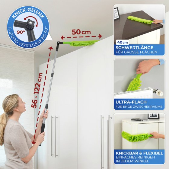 Teleskop-Staubschwert mit Knickgelenk, magnetisch anziehender Staubwischer 