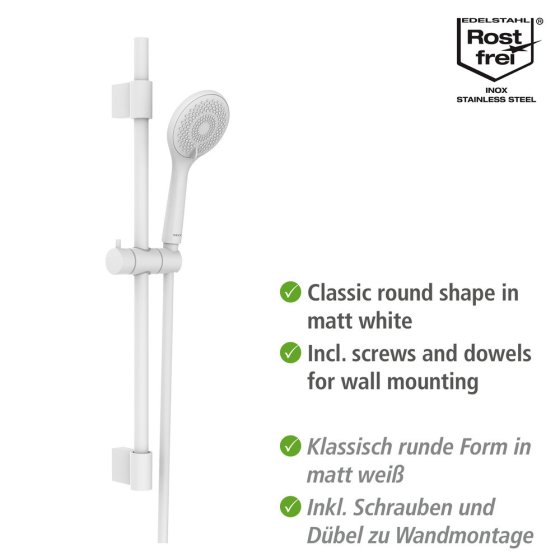 Brauseset Watersaving Weiß, Länge Stange: 70 cm 