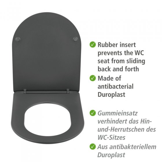 WC-Sitz Mod. Galati Anthrazit matt, aus Duroplast, Soft-Touch-Effekt 