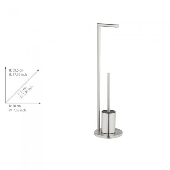 Stand WC-Garnitur Mod. Ferla, Edelstahl matt, mit WC-Papierrollenhalter und WC-Bürste 