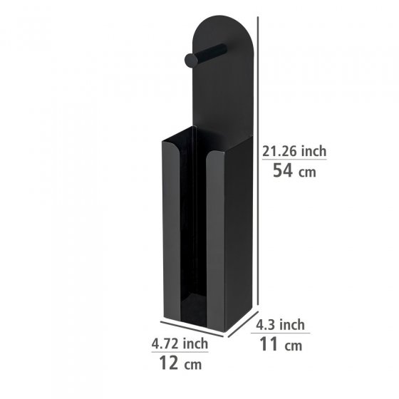 2-in-1 Toilettenpapierhalter Mod. Agira Schwarz, mit Ersatzrollenhalter 