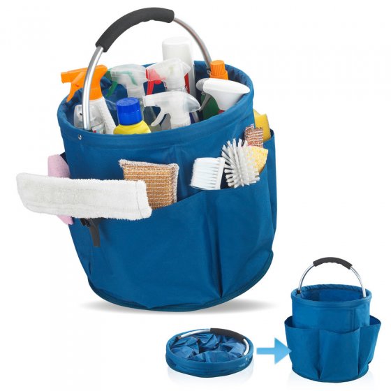 Universal Reinigungs Caddy Mod. Herkules 34 l, Blau, mit 5 Außentaschen für Schwämme und Tücher 