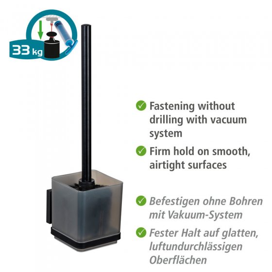 Vacuum-Loc® WC-Garnitur Mod. Quadro Schwarz, Befestigen ohne Bohren 
