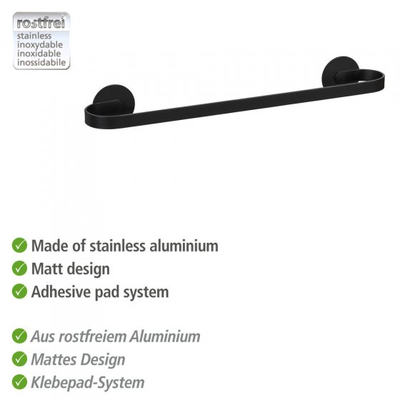 Turbo-Loc® Badetuchstange Uno Mod. Bivio Black matt, 40 cm, aus Aluminium 