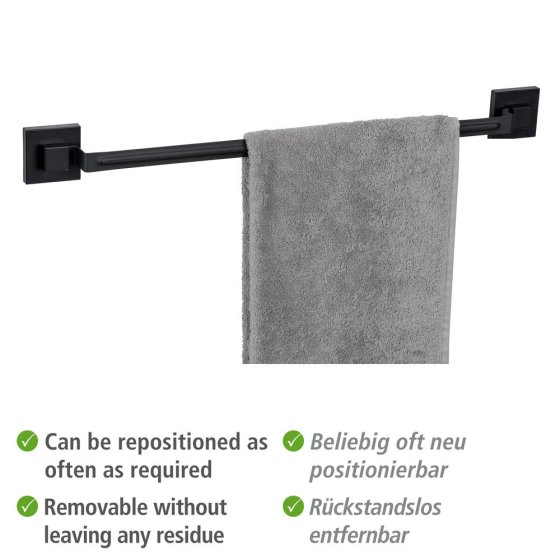 Vacuum-Loc® Badetuchstange Mod. Quadro Schwarz, Befestigen ohne Bohren 