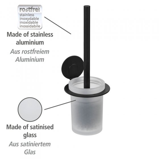 Turbo-Loc® WC-Garnitur Mod. Bivio Black matt, aus satiniertem Glas 