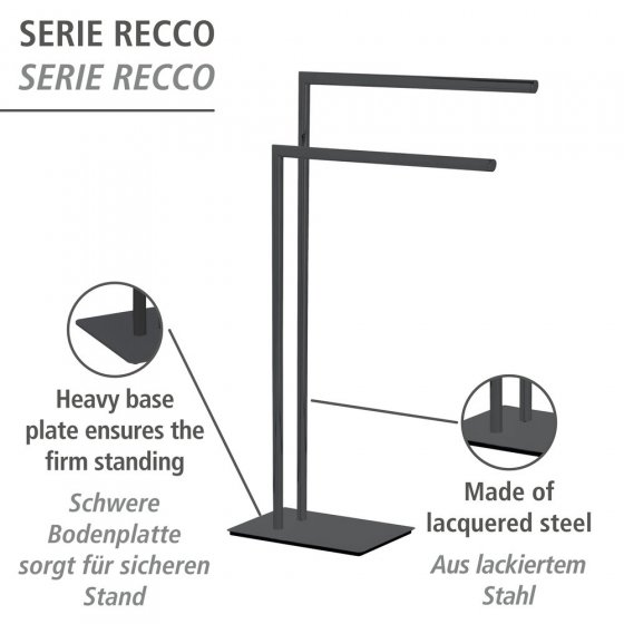 Handtuchständer Mod. Recco Schwarz, aus lackiertem Stahl 