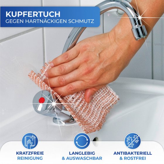 Kupfertuch, 10er Set, entfernt schonend hartnäckigen Schmutz